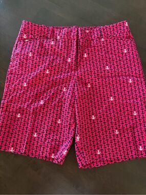 Talbots Hot Pink Anchor Print Bermuda Shorts